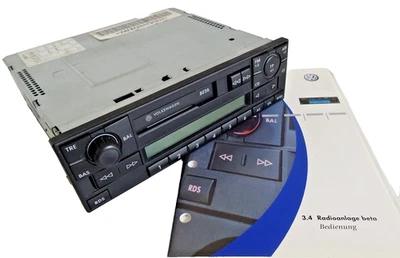 VW Original Radio beta CD mit Anleitung & Code 1J0035152E blaue Beleuchtung - Bild 1 von 4