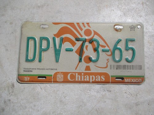 Mexico Chiapas license plate # DPV - 73 - 65