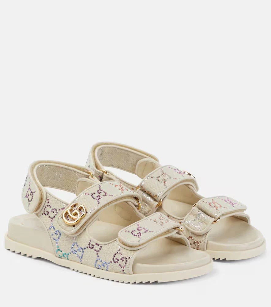 Gucci — Gucci Moritz Supreme Double GG Crystal Monogram Marmont Dad Sandal Slide 38.5