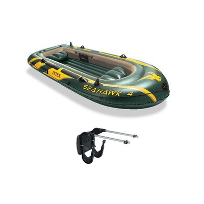 Intex Seahawk 4 Inflatable Boat Set + Oars/Pump/Motor Mount | 68351E+ 68624E