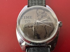 RARE! VINTAGE 1970s HUGH HEFNER PLAYBOY &ldquo; TIME TO F@@k " WRIST WATCH - UNTESTED
