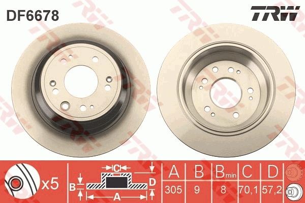 2X Trw Bremsscheibe DF6678 FüR Honda-image