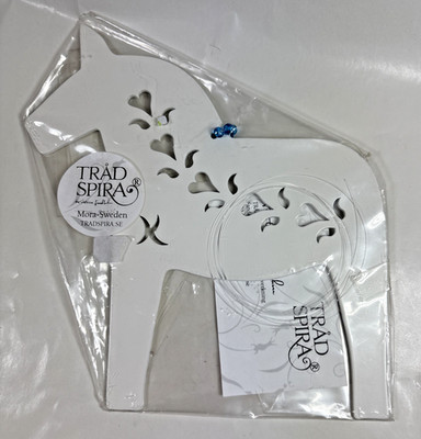Trad Spira Kristina Lindbahm White Metal Dala Horse Wall Art Window Sweden