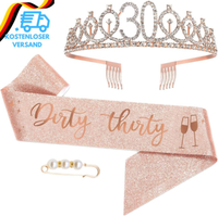 Moitkptt Dirty Thirty 30. Geburtstags Tiara, Geburtstags-Krone SchäRpe Set, Deko