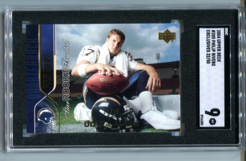 2004 Upper Deck Philip Rivers Exclusives Gold Star RC Limited 22/50 SGC 9 MINT - Picture 1 of 2