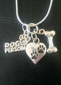 Dog lovers I love my dog //Dog person sterling silver chain and pendant Gift box