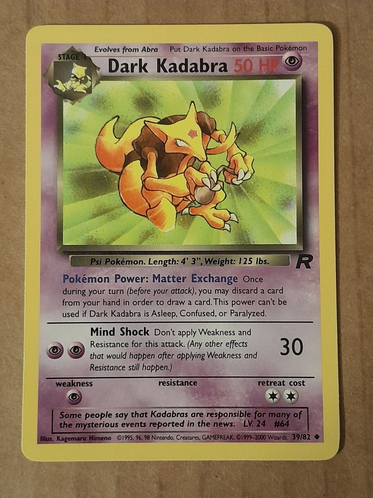 Pokemon Dark Kadabra 39/82 Team Rocket Near Mint See Pictures