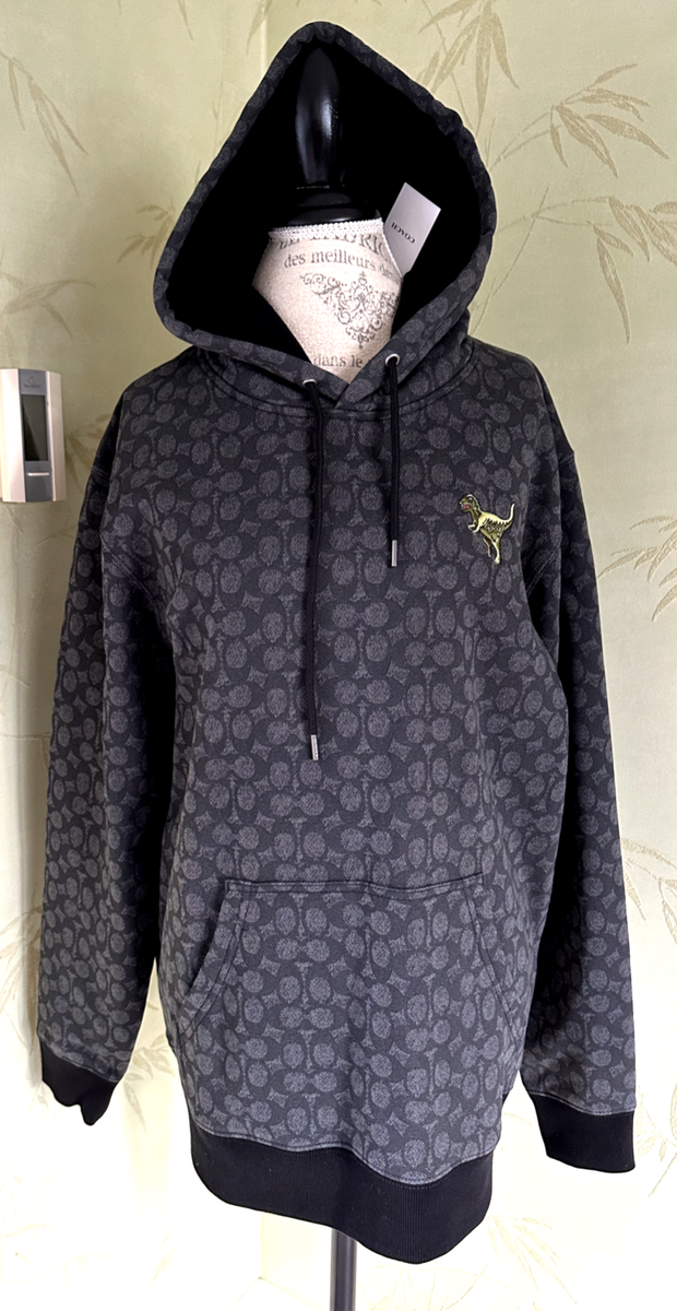 超人気☆新作【COACH】コーチロゴスウェット ユニセックス 長袖 COACH SIGNATURE REXY HOODIE:NWT CHARCOAL SIGNATURE C SMALL