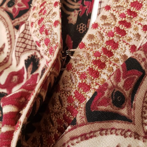 One September Anthropologie Women's XS Burgundy Floral Design V Neck Jumpsuit - Picture 9 of 15