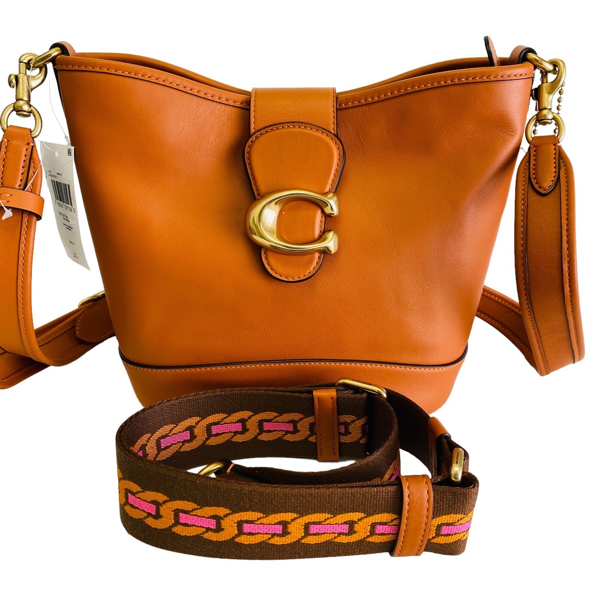 COACH Tali Bucket Bag Smooth Soft Leather Extra Strap CANYON Brown