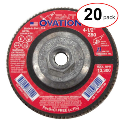 Sait 78109 - 4-1/2'' X 5/8-11 Ovation Flap Disc 80G -  (20Pack)