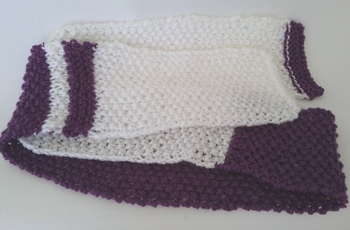 Teddy Bear Clothes, Purple and White Hand Knitted Scarf - Picture 10 of 12