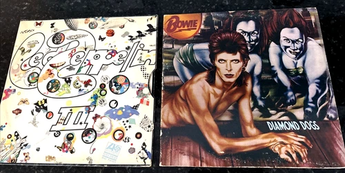 Led Zeppelin 111 Vinyl Record, & David Bowie Diamond Dogs SEE DETAILS  bx1