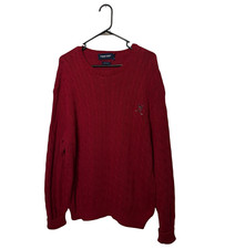 Polo Ralph Lauren Sweater Mens XL Red Golf Cable Knit Shield Crewneck Cotton