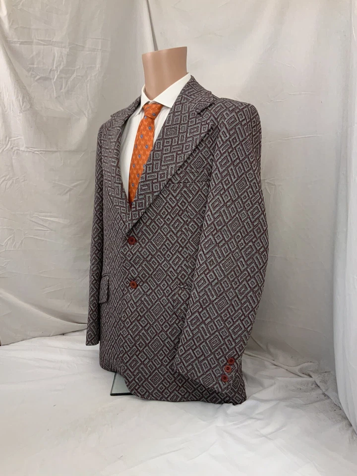 Blazer Retro Años 70 Hierba Tarlek Disco 40L Gris Rojo Poli Solapa Ancha YGI T1-342 Foto 4 de 4