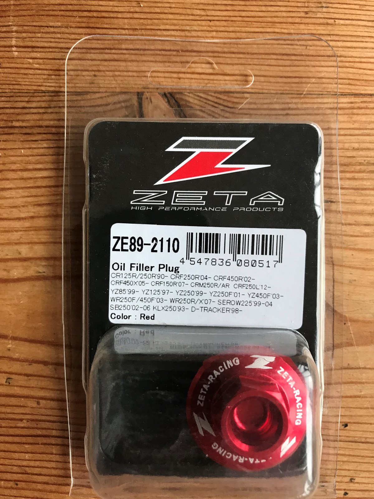 HONDA  CRF450 X  CRF 450 X  CR450F X   2005-2017  ZETA OIL FILLER PLUG RED