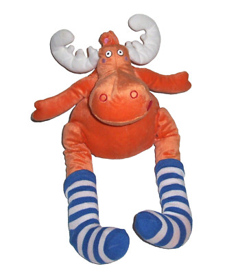 IKEA Barnslig Alg Orange Moose Plush Blue White Socks Stuffed Animal Toy 19''