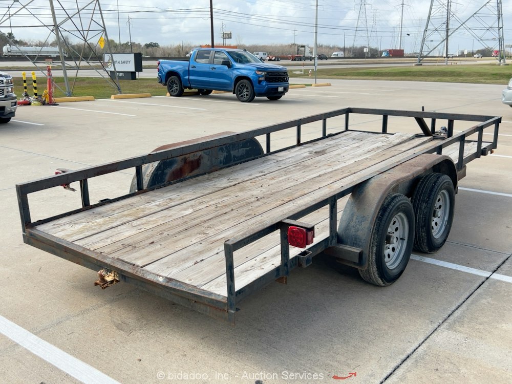 2012 Centex Flatbed 14' Utility Wood Deck Equipment Trailer Tandem Axle