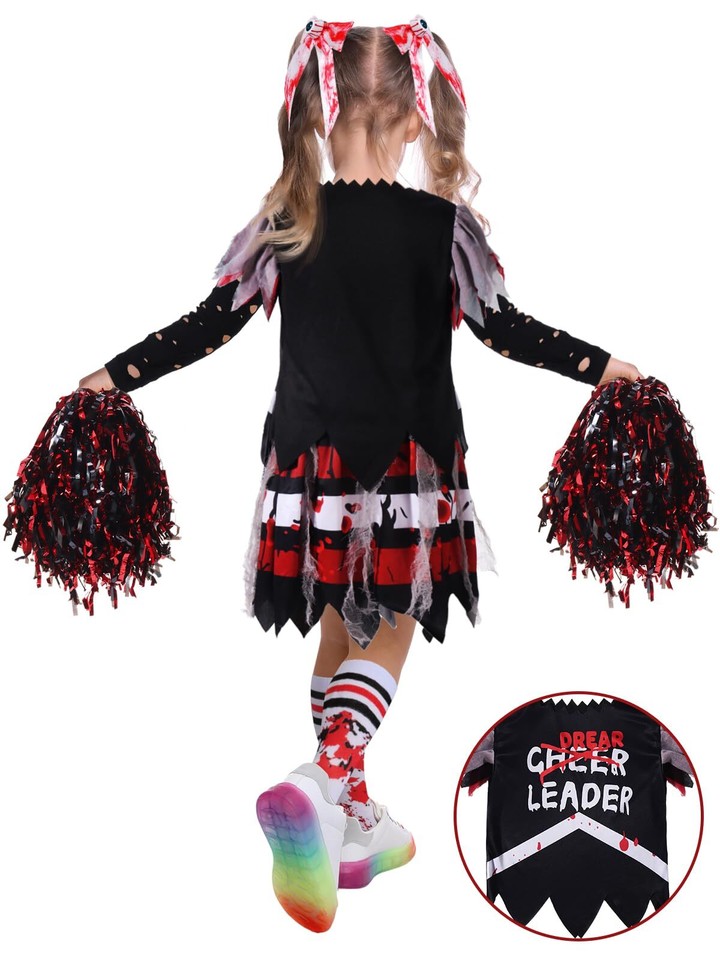 Girls Halloween Costumes, Scary Bloody Dead Cheerleader Costumes for