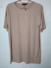 PrettyLittleThing Ribbed Mini Shirt Dress Women 14 Pink Short Sleeve Round Neck 