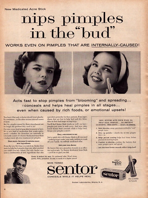 Sentor Acne Stick Vintage Print Ad 1959 Genuine Old Advertisement Memorabilia