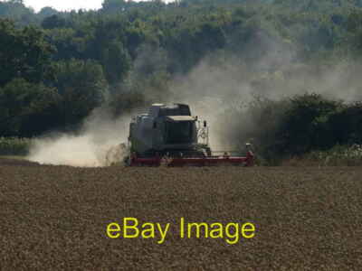 Photo 6x4 Harvesting the crops Ampthill Working late into the evening to  c2008