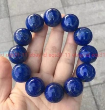 Huge 20mm Natural Blue Lapis Lazuli Gemstone Round Beads Elastic Bracelets 7.5''