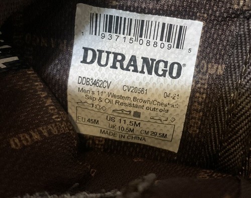 Stivali uomo Durango Rebel western pelle marrone castagno antiscivolo taglia 11,5 - Foto 5 di 11