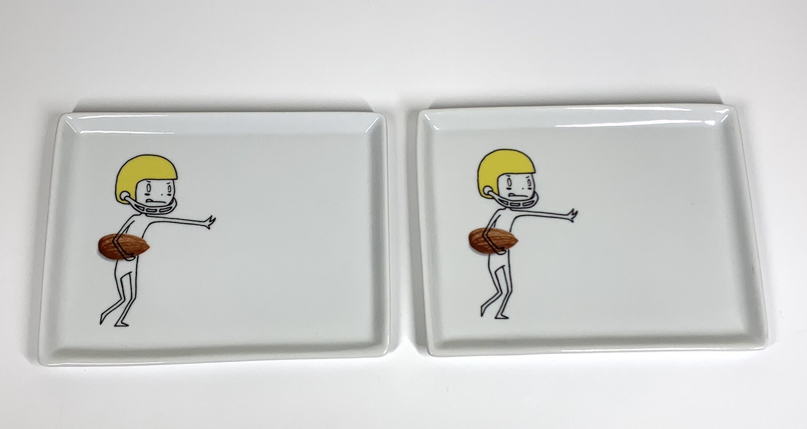 CB2 Crate and Barrel Oliver 2012 Appetizer Plates SET of 2 Football Almond eBay