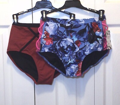 (2) Oh La La Dancewear Red/Blue Floral Dance Briefs Size Adult Medium