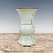 9“ China ancient circumfluence Official porcelain Emerald halberd respect bottle