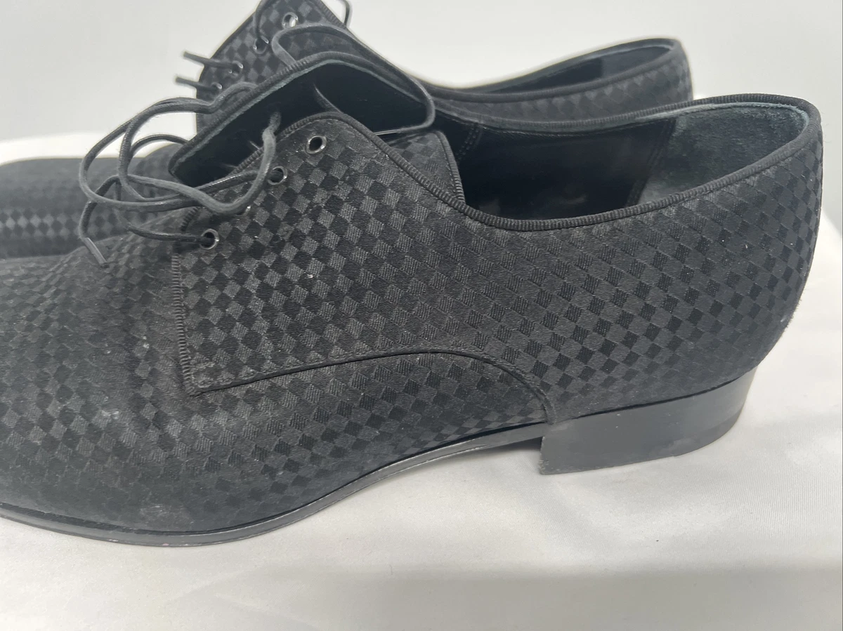 LOUIS VUITTON Size 12 Black Damier Leather Lace Up Dress Shoes at