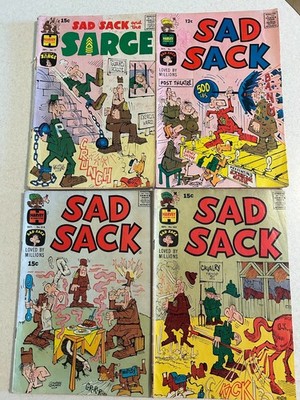 Harvey Comics Lot Of Four Bronze Age Sad Sack and the Sarge #77, 194, 216, 222
