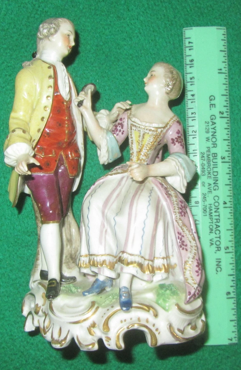 Porcelain Figurine Man Woman In Antique Ceramic & Porcelain