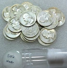 1950s Washington Silver Quarter Bright Half Roll of 20 coins #T318