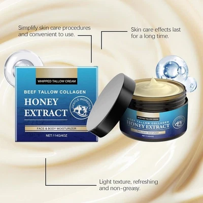 BETTINAY Beef Tallow Skin Care Tallow Cream with Beef Collagen & Honey Extract 114g