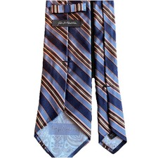 John W. Nordstrom Blue brown Striped Silk Tie 59x3.5  