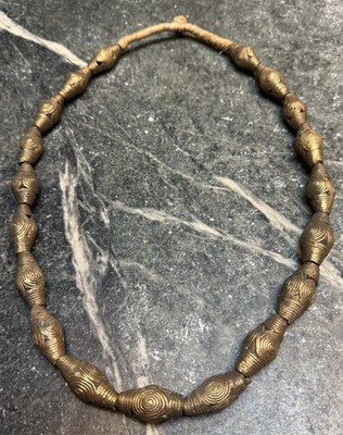 Antique GHANA Africa Lost Wax Method Cast Brass Bead Necklace