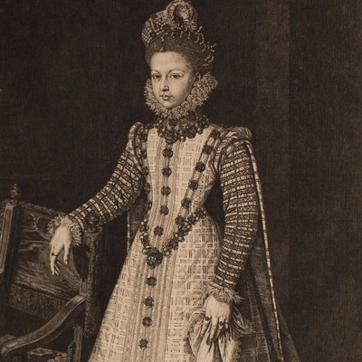 Infanta Isabella Clara Eugenia of Spain Etching Alonso Sanchez Coello