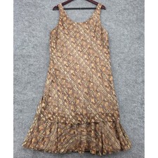 Cattiva Vintage Geometric Metallic Sleeveless Tiered Ruffle Midi Dress Size 18
