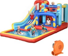 Outsunny Bouncy Castle with Water Slide, 4 in 1 Trampoline Climbing Wall, Kids I