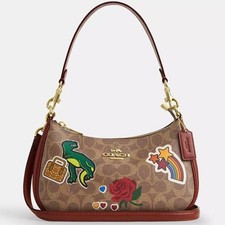 NWT Coach Teri Shoulder Bag In Signature Canvas With Sticker Print