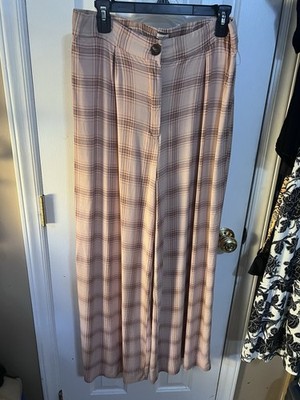 beige plaid dress pants Women's Light beige/plaid Wide-Leg Dress Pants