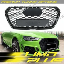 RS4 Style Black Honeycomb Mesh Grille for Audi A4 S4 2017 2018 2019