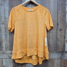 Chicos Womens Linen Tiered Swing Tee Short Sleeve Mango Ice Orange Size 0 New