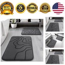 Memory Foam Bathroom Rugs Set 2 Piece 32x20 24x17 Dark Grey