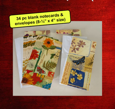   34 pc blank NoteCards with envelopes 4'' x 8'' gift set by Alexandra Bex