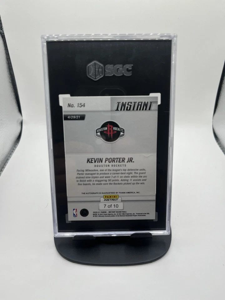 2020-21 Panini Instant Kevin Porter Jr. Orange Auto /10 SGC 9 Auto 10 - Image 2 of 2