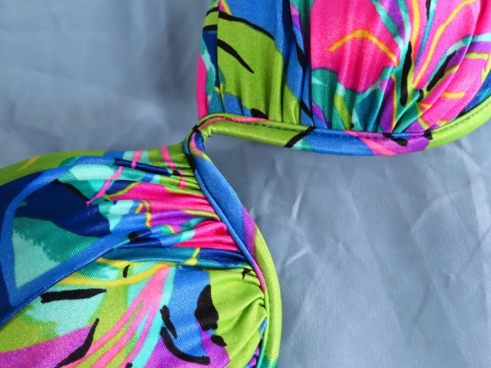 Винтажный Catalina бикини купальный костюм верхний яркий цветочный 1-PC на косточках бюстгальтер-пуля Вау! - Изображение 2 из 4