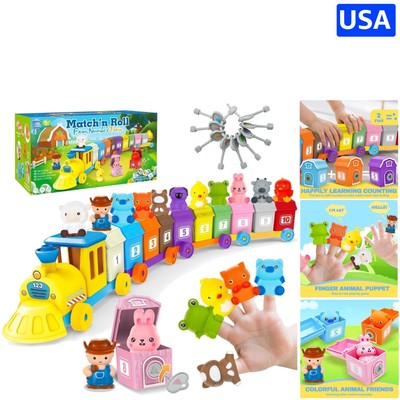 Toddler Train Playset: 10 Key Barns & Animal Puppets for Fun Learning Ages 2-4